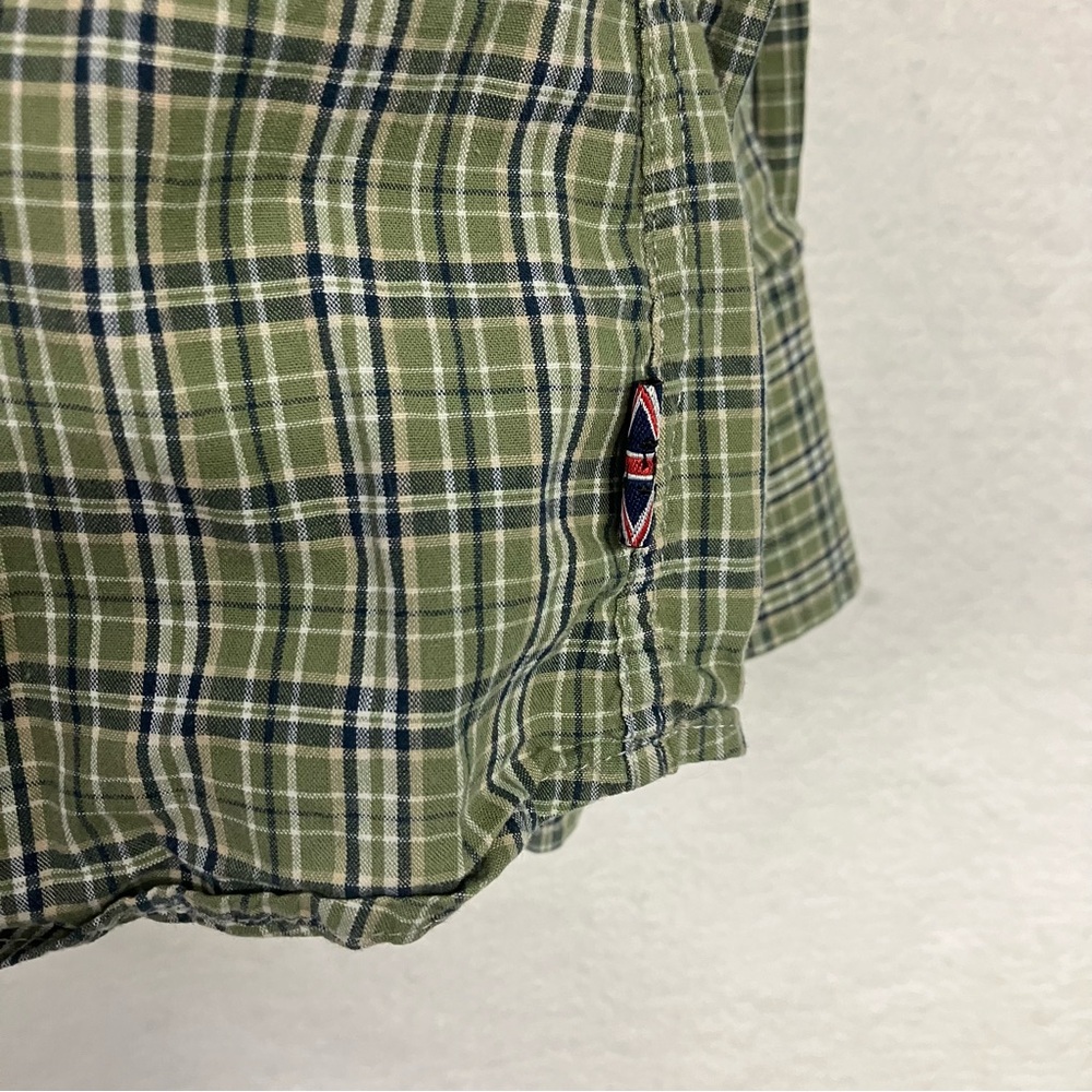 English Laundry Hand Sewn Green & Blue Plaid Button Shirt with Epaulets, - L - Picture 6 of 7